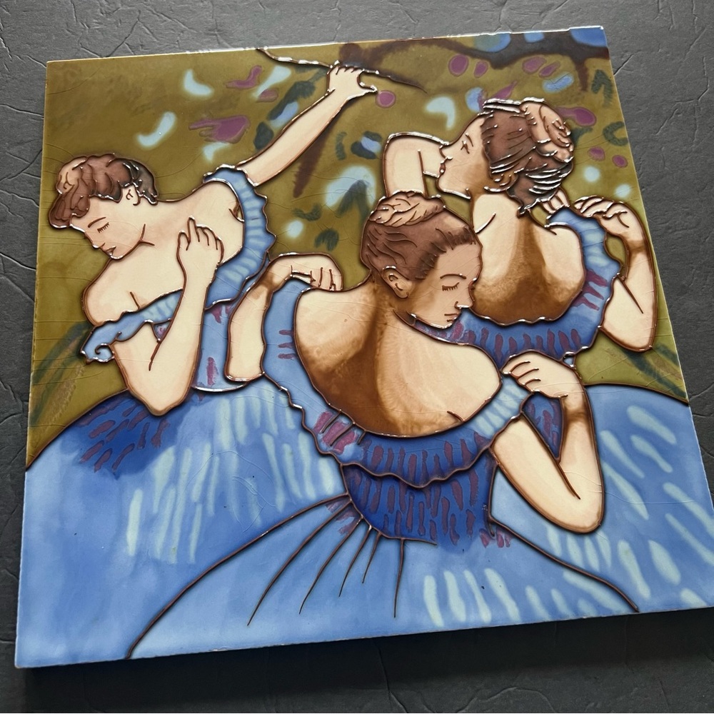 Dancers in Blue by Edgar Degas Ballet Ceramic Art Picture 22x12”
